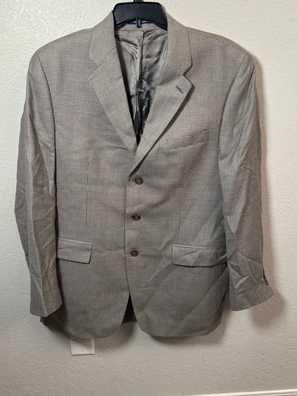 Chaps Ralph Lauren Vintage Houndstooth Sport Coat Blazer 3-Button Made in Canada